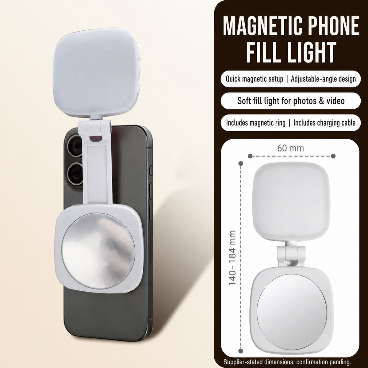 White Magnetic Phone Fill Light with English product details