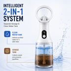 Electric ear rinse system dual-tank feature infographic
